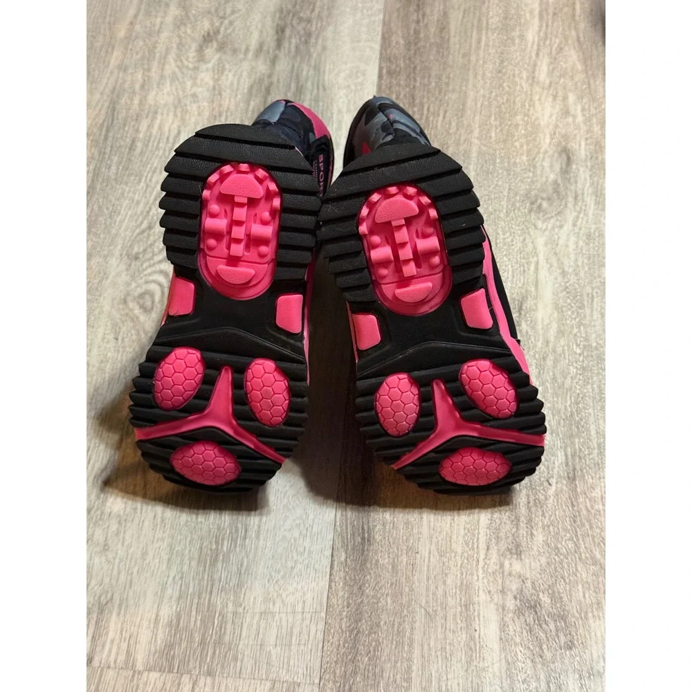 Kids Camo Sport Snow Boots Pink Black Winter Warm‎ Lined Size 33 1.5